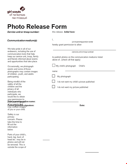 photo release form template