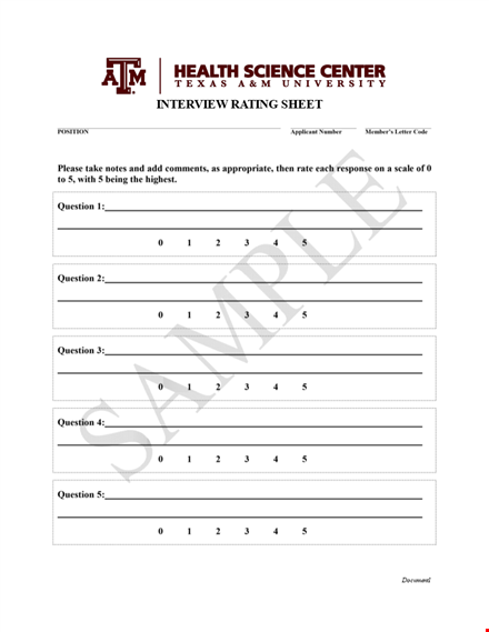 interview rating template