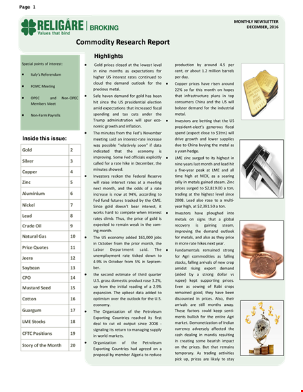 commodity report template