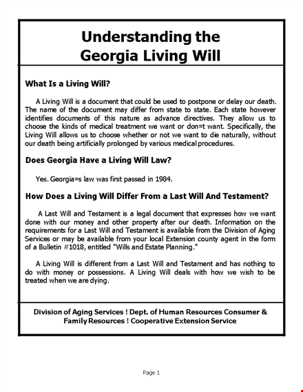 create a georgia living will with our template | free download template