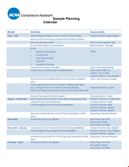 free planning template