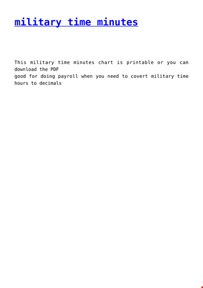 military time conversion chart for payroll template