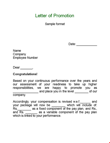 promotion letter | recognizing your performance template