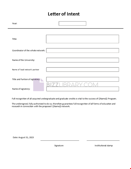 letter of intent template template