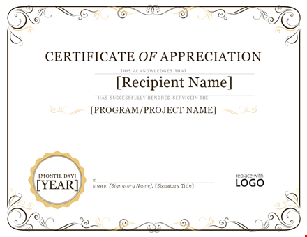 create lasting impressions with certificate of appreciation | signatory certified template