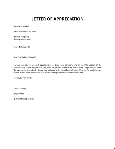 letter of appreciation template