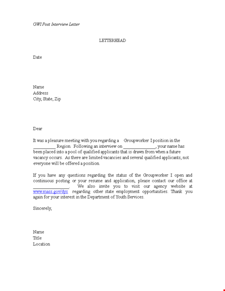 interview rejection letter: state your decision regarding group worker template
