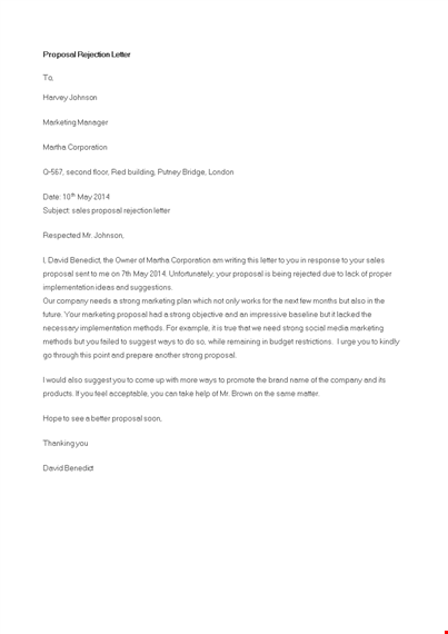 formal proposal rejection letter template