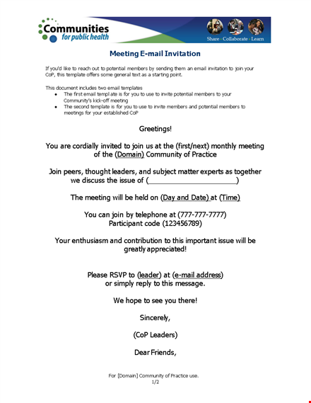 official meeting invitation email template template