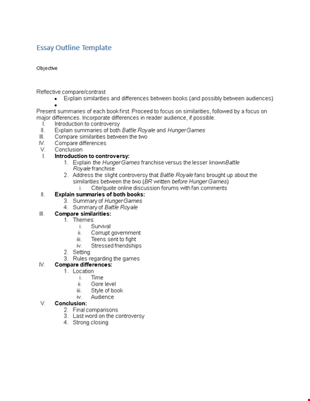 compare and explain: essay outline templates for games | similarities & differences template