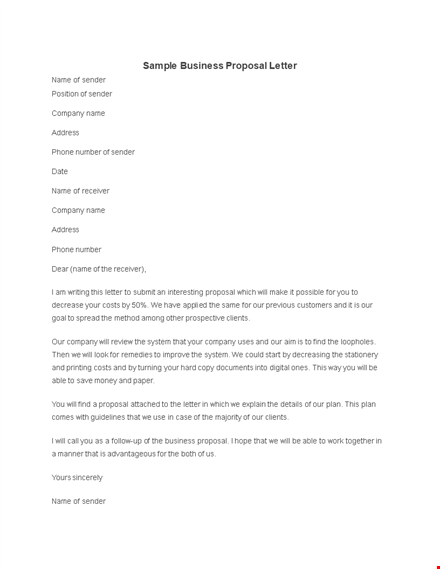 formal business proposal letter - create a compelling company proposal template