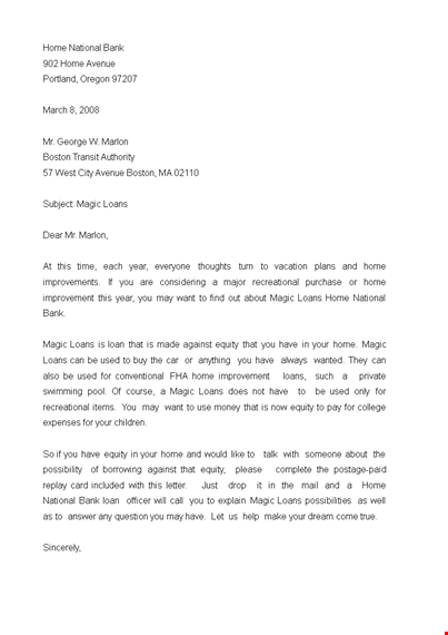 sales letter template - create compelling sales letters | loans | national equity magic template