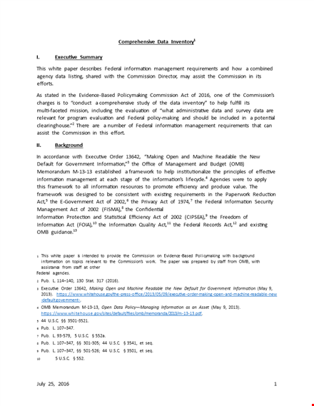 comprehensive data for public information - federal template