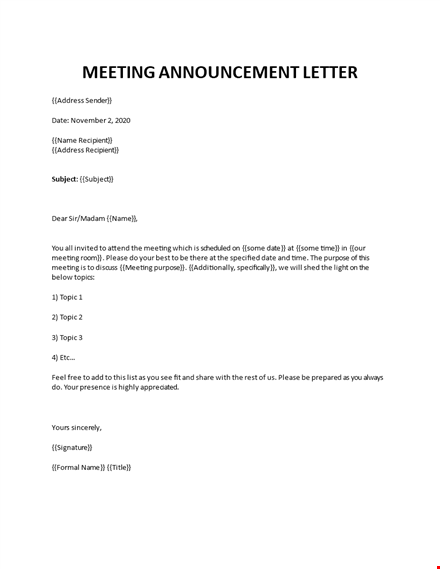 meeting invitation letter template
