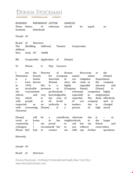 professional business reference letter template