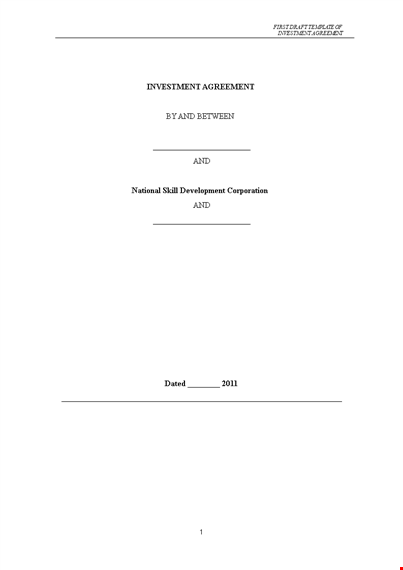 company investment agreement template template