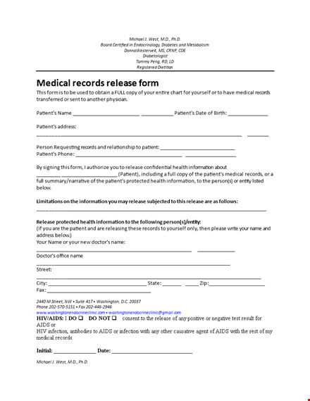 authorize the release of your patient records with our medical release form - clinic template