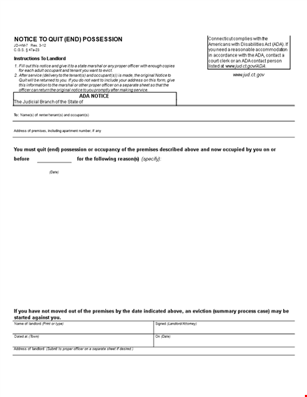 download printable eviction notice to quit | efficient notice service now template