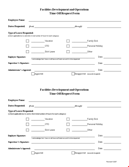 time off request form template - easy and efficient employee leave management template