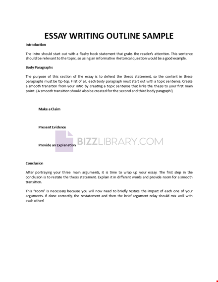 essay writing outline sample template