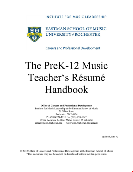 private music teacher resume template - school | music résumé | rochester | eastman template