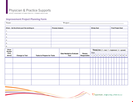 project planning template - streamline your project with drivers for continuous improvement template