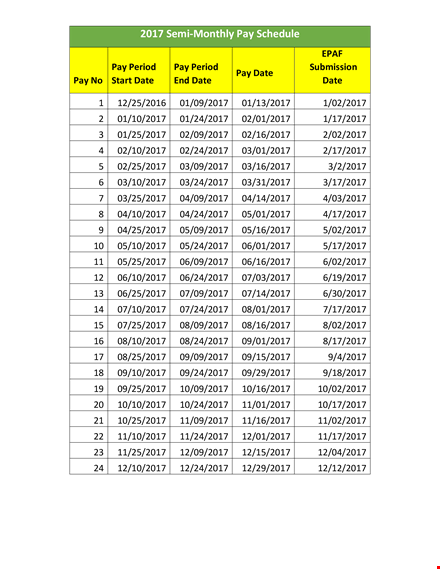 semi monthly payroll schedule - easily manage your monthly and semi monthly payroll periods template