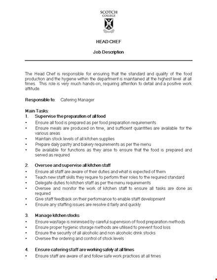 general cook job description template