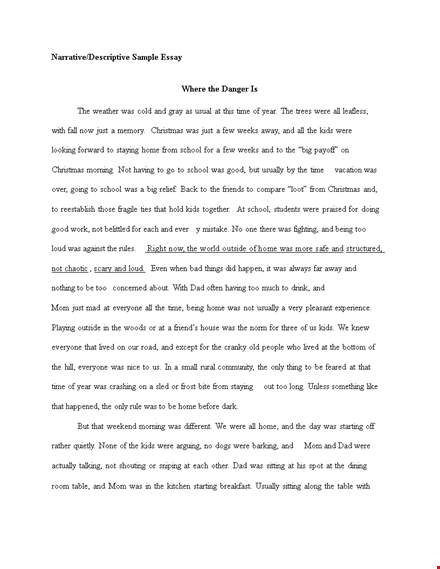 sample narrative descriptive essay template