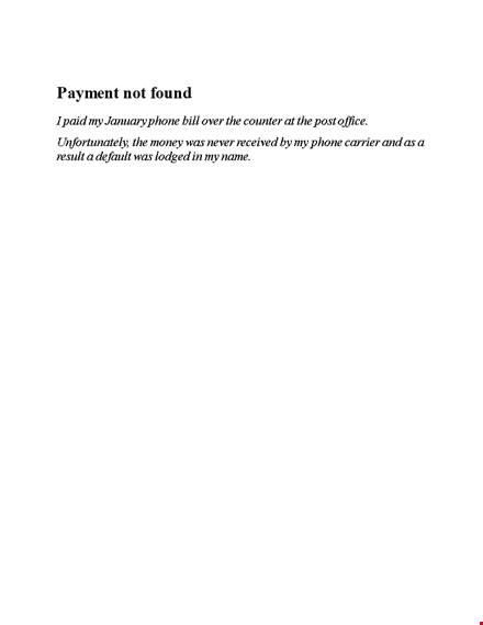 letter of explanation for payment - phone payment found template