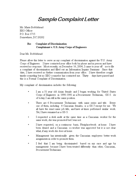 formal complaint letter format sample template