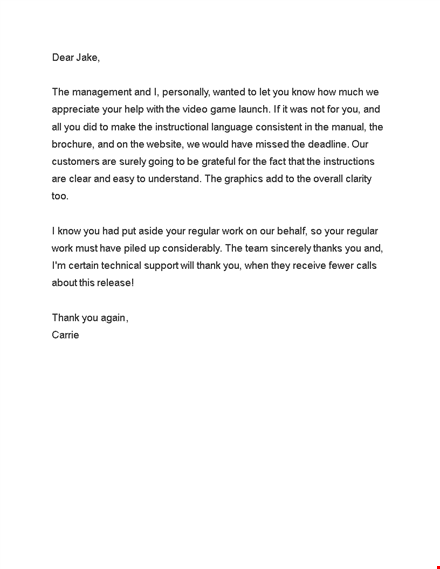 thank you for your regular support - recognition letter template