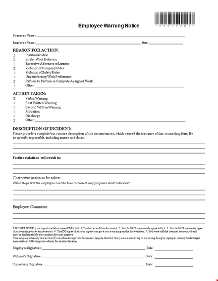 employee warning notice - suspension and probation template