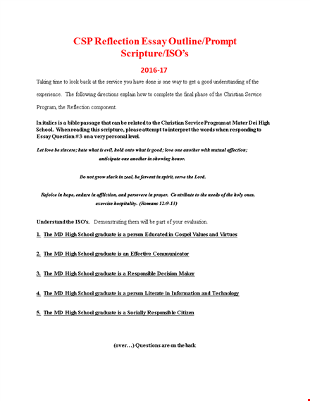 reflective essay outline template template
