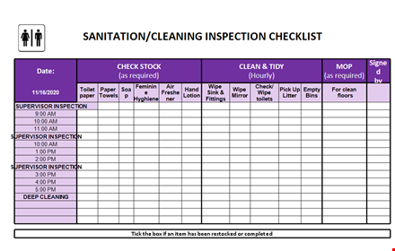 cleaning checklist template template
