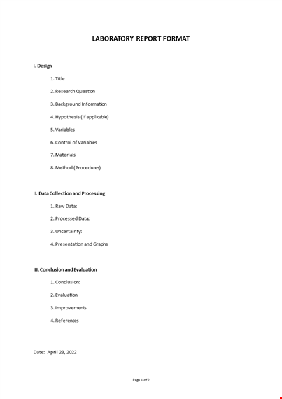 laboratory report format template