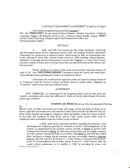 contract assignment agreement template