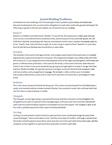 marriage contract template for wedding: create a custom bride's agreement (jewish & kerri) template