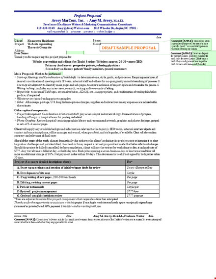 sample project proposal for client review - pages included template