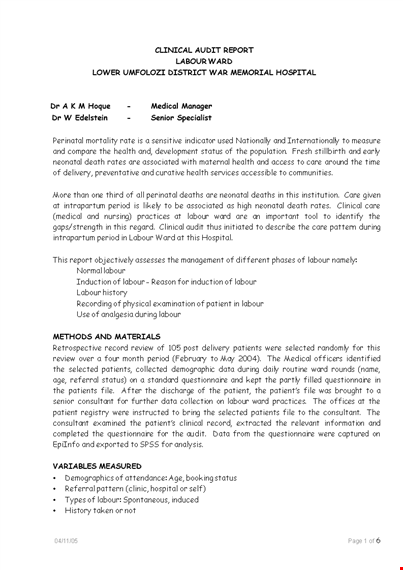 medical audit report template