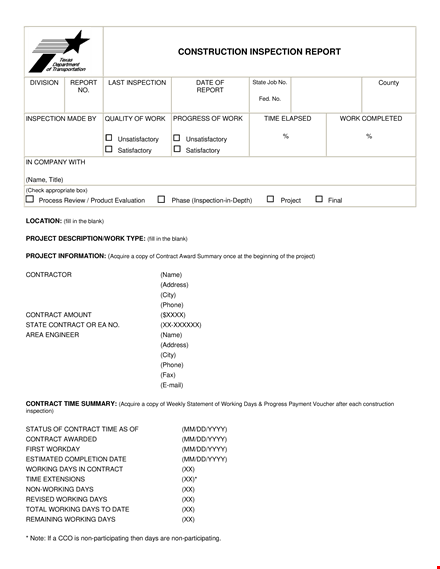 construction inspection template