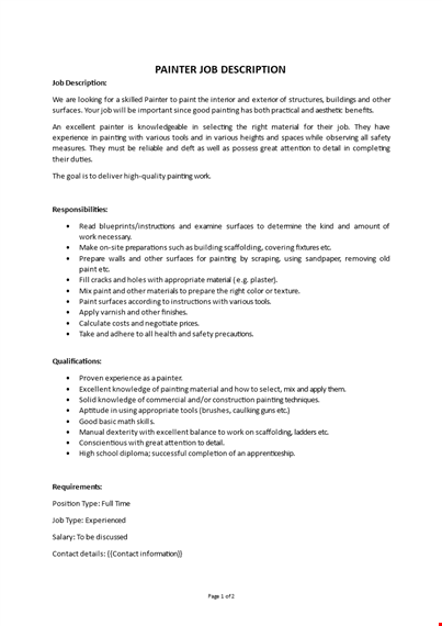 painter job description template