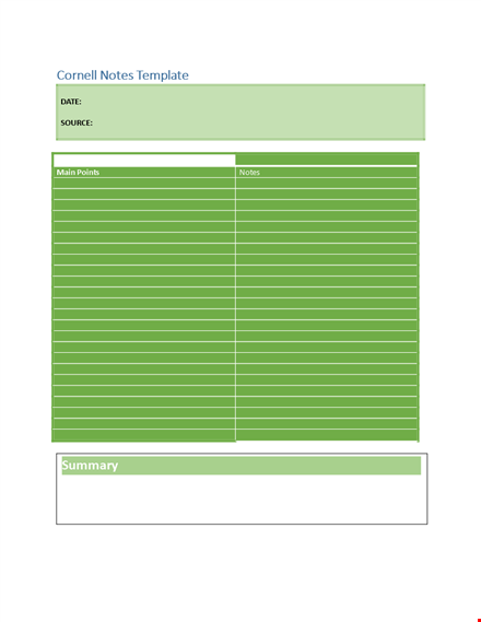 cornell notes template - simplify your note-taking process | source template