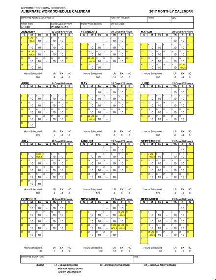 employee scheduling calendar template