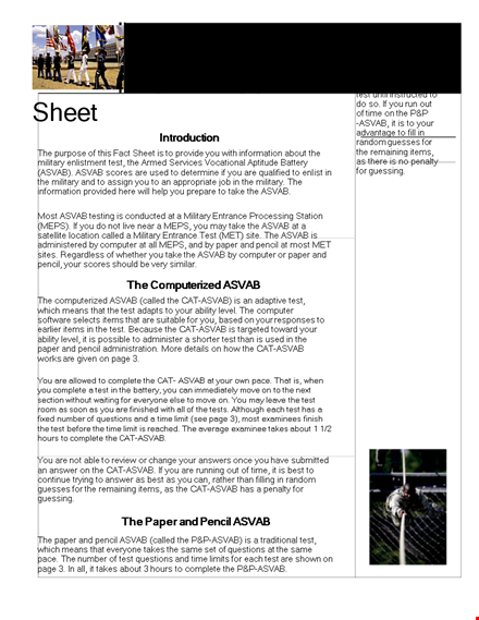 create fact sheets easily | free template - answer questions, minutes - asvab template