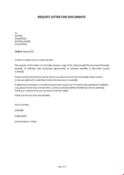 request for documents letter template