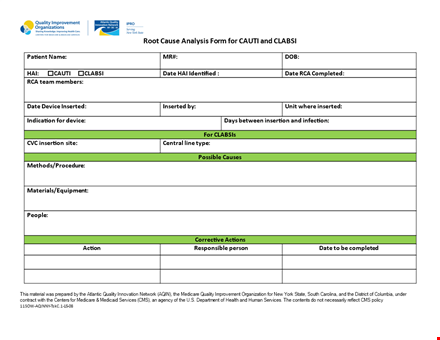 effective root cause analysis template | prevent cauti and clabsi template