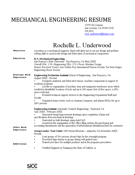 sample mechanical engineering resume template