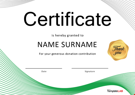 certificate donation template