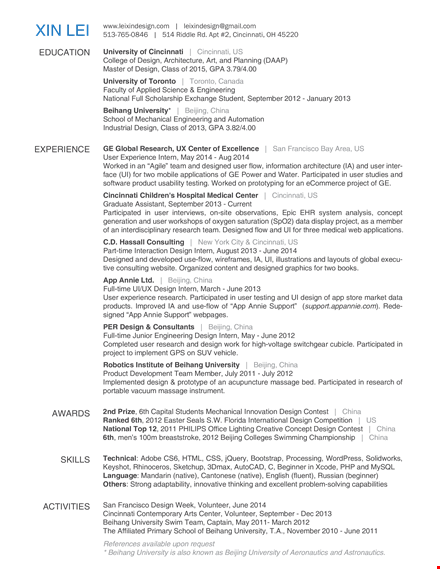 experienced ux designer resume template